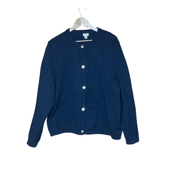 J.Crew Sweaters - J.Crew Navy Blue Cotton Blend Cardigan Sweater Gold Crest Buttons XXL